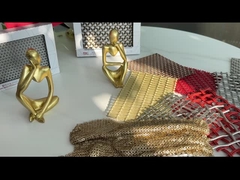 4mm Dia Woven Aluminium Metal Sequin Fabric Antiwear Decor Partition Cladding