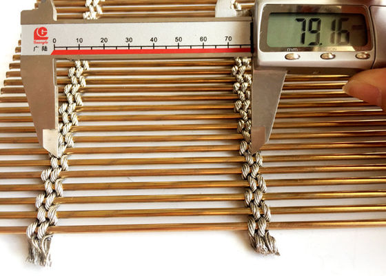 Dây cáp màu vàng Pvd Màn hình lưới kim loại kiến ​​trúc Chiều rộng 6m