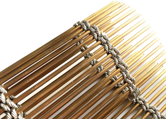 Dây cáp màu vàng Pvd Màn hình lưới kim loại kiến ​​trúc Chiều rộng 6m