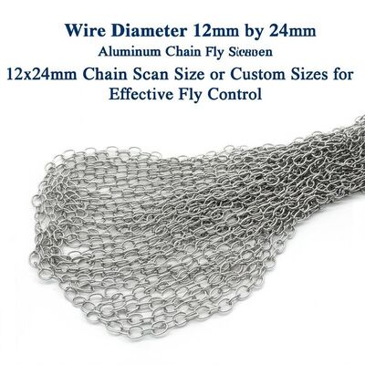 12x24mm Chain Size Aluminium Chain Fly Screen với diện tích mở 60% và đường kính dây 1,2mm để kiểm soát bay hiệu quả