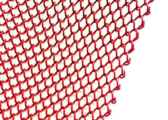 Màu đỏ 1mm Dia cuộn dây kim loại Drapery Lưới thép không gỉ Rèm 2,4kg / M2