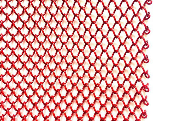 Màu đỏ 1mm Dia cuộn dây kim loại Drapery Lưới thép không gỉ Rèm 2,4kg / M2